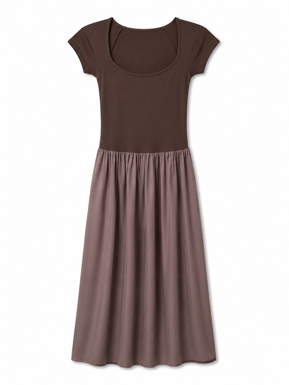 Mocha brown knit bodice drop waist maxi dress product photo