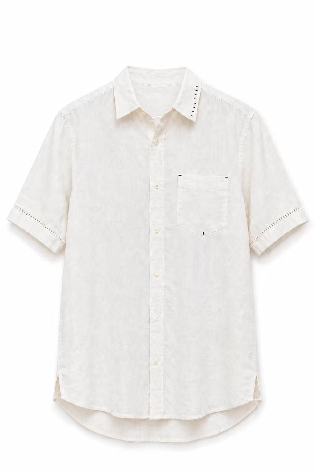 Mens white short sleeve button shirt product photo
