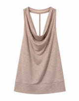 Taupe draped cowl neck sleeveless top product photo