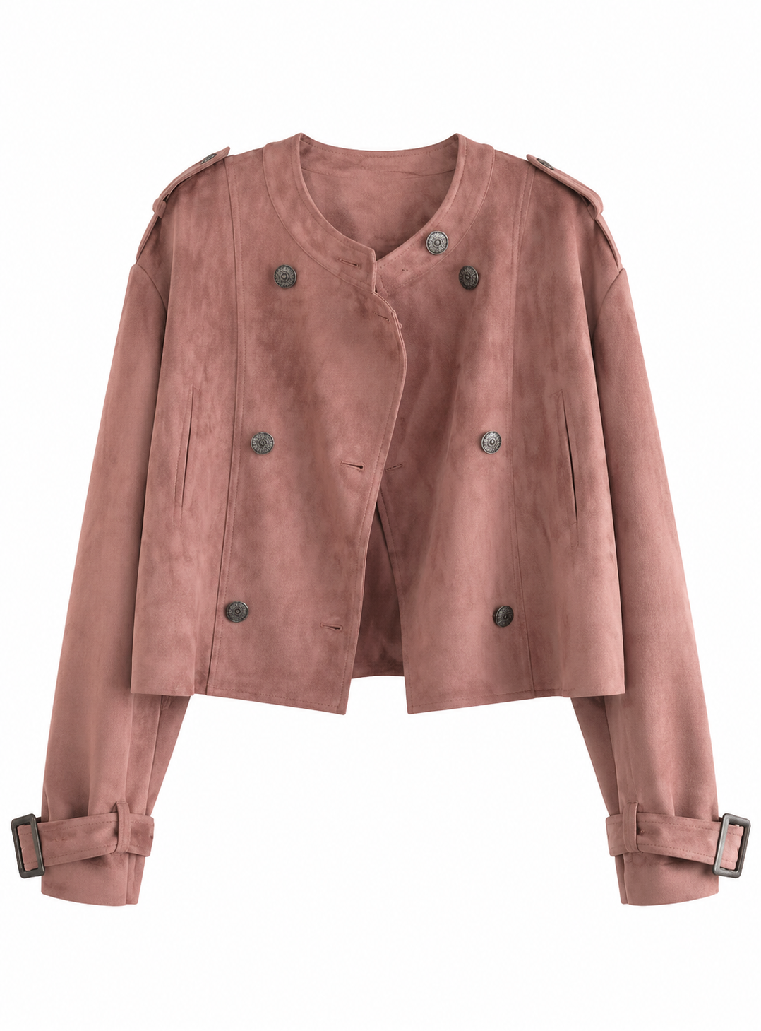 Dusty rose cropped double breasted jacket product photo