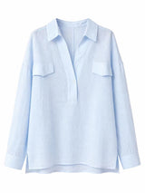 Light blue popover long sleeve shirt product photo