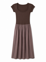 Mocha brown knit bodice drop waist maxi dress product photo