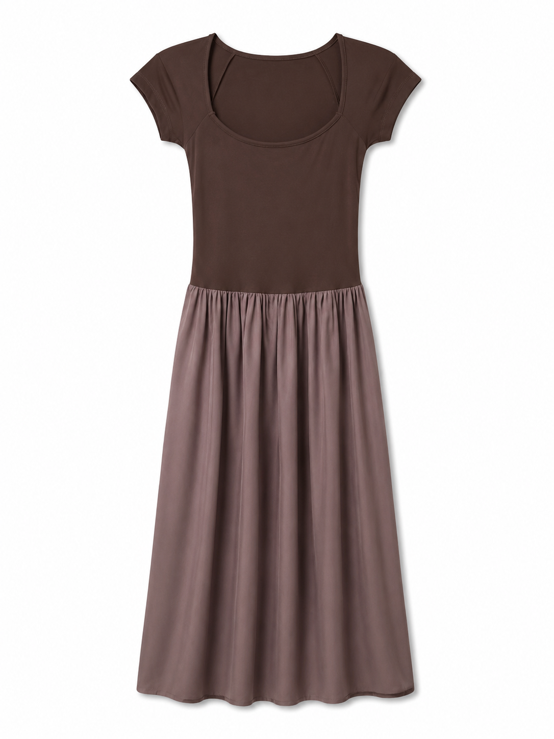 Mocha brown knit bodice drop waist maxi dress product photo