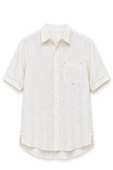 Mens white short sleeve button shirt product photo